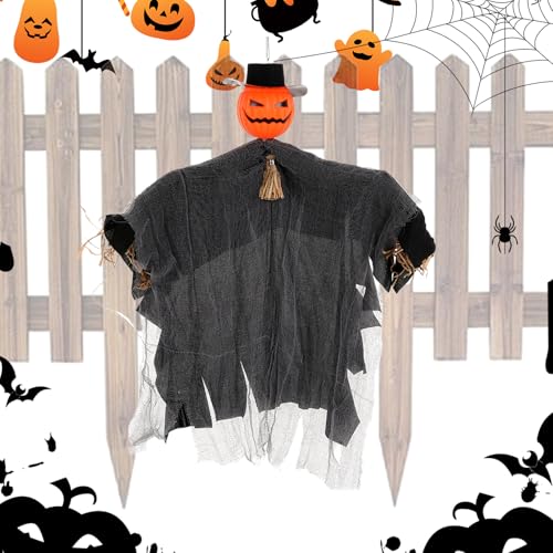 Geist Dekoration - Halloween-Deko Für Draußen - Gruselige Vogelscheuche Mit Bewegbarem Kopf Und Armen Für Halloween Garten Terrasse Hof Baum Wand Fenster von Manolyee