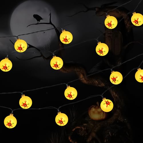 Halloween Augapfel Lichterkette - Dekorative Augen Lusterkette - wasserdichte Außenlichter Für Garten Fensterbank Terrasse Baum Innenbereich von Manolyee