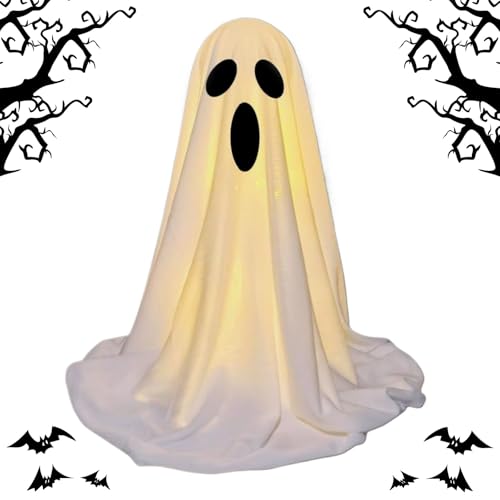 Halloween Geisterschmuck, Spukige Geisterfigur Mit Lichterkette, Süße Halloween Dekoration Zum Dekorieren Von Tür Wand Kamin Fenster Haus Party von Manolyee