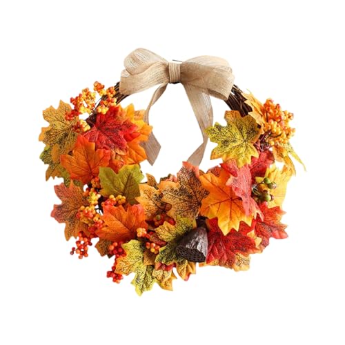 Herbst Türkranz | 46 cm Heimdekoration Festtagskranz | Herbstliche Deko Verzierung für Hauseigentümer | Eingangsbereich Wohnung Wand Fenster Dekorationsartikel von Manolyee