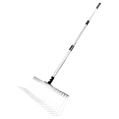 Laubrechen - Metall Gartenrechen | Gartenwerkzeug für Laubsammlung, Beetreinigung und Bodenlüftung in Gärten und Außenbereichen von Manolyee