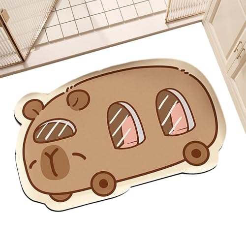 Manolyee Badezimmer Teppich Süß | Capybara Design Niedliche Badematte,Kieselerde Teppich Schnelltrocknend Weich Duschzubehör Für Badezimmer Dusche WC von Manolyee
