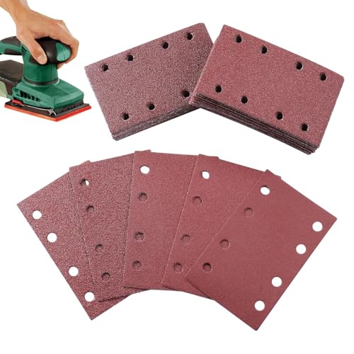 Schleifpapier | 120 Stück Rechteckige 8-Loch Schleifpapier Scheiben Set - Staubabsaugende Blätter für Glas Metall Holz Möbel Farbe Schleifpapier | 120 Stück Rechteckige 8-Loch Schleifpapier Scheiben Set - Staubabsaugende Blätter für Glas Metall Holz Möbel Farbe von Manolyee