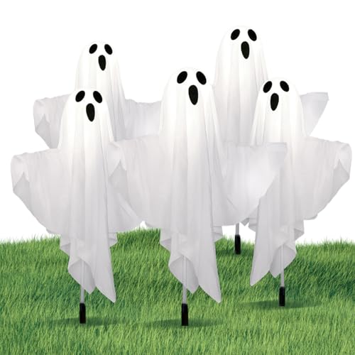 Solare Halloween Geister LED | Solarbetriebene Grusel-Deko Mit Spuklicht - Geister Dekoration Für Feste Garten Terrasse Gehweg Halloween Weihnachtszeit von Manolyee