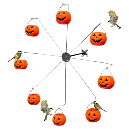 Vogelfutterhaus Riesenrad - Futterspender für Wildvögel im Freien,Halloween Schwalben Futterbehälter mit 8 Eimern für Wellensittiche und Spatzen für Outdoor Naturliebhaber Rasen Garten von Manolyee