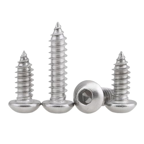 10-50 Stück M2 M2.5 M3 M3.5 M4 M5 M6 304 Edelstahl Linsenkopf Sechskant Innensechskant Blechschrauben Halbrundkopf Holzschraube (Color : 50mm, Size : M6(5Pcs)) von Manoud