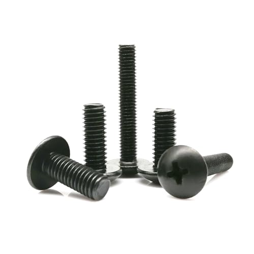 5/10/20/50 Stück M2 M2.5 M3 M4 M5 M6 Schwarzer Überzug 304 A2 Edelstahl Kreuz Großer Rundkopf Flachrundkopfschraube Bolzen(14mm,10pcs M4) von Manoud