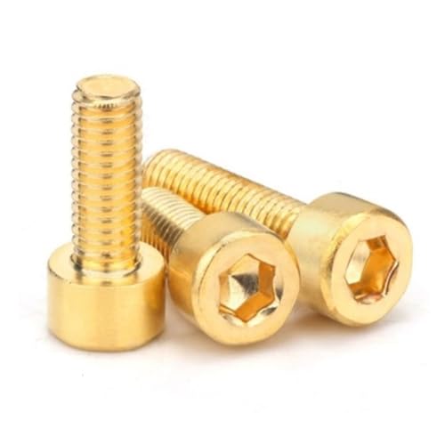 5/10/20 Teile/los DIN912 H59 Reines Messing Innensechskantschraube M2 M2,5 M3 M4 M5 M6 M8 M10 Messing Kopfschrauben Schrauben (Color : 20mm, Size : M2 (20pcs)) von Manoud