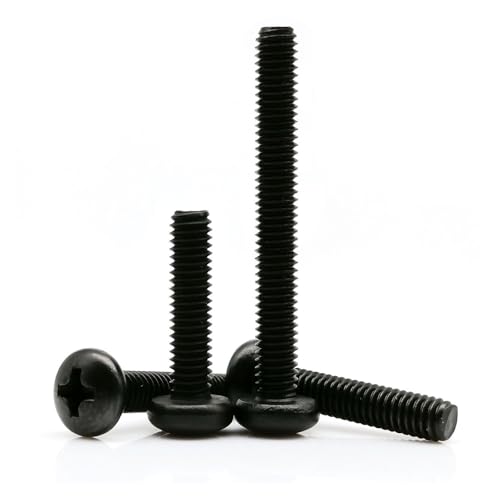 M2 M2.5 M3 M4 M5 M6 M8 M10 Langes Verlängerungsgewinde 30-100 mm Schwarz 304 A2 Edelstahl Kreuzrundschraube Flachkopfschraube(2pcs M6x80mm) von Manoud