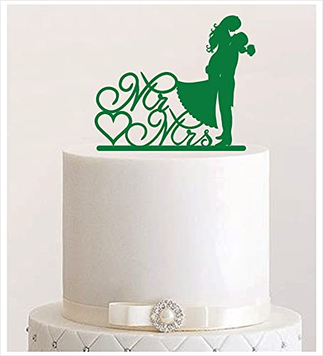 Cake Topper, Kuss, Tortenstecker, Tortefigur Acryl, Tortenständer Etagere Hochzeit Hochzeitstorte Kuchenaufstecker (Dunkelgrün) von Manschin-Laserdesign