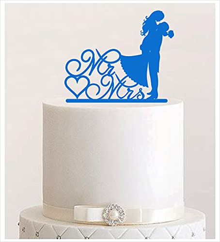 Cake Topper, Kuss, Tortenstecker, Tortefigur Acryl, Tortenständer Etagere Hochzeit Hochzeitstorte Kuchenaufstecker (Hellblau) von Manschin-Laserdesign