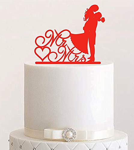 Cake Topper, Kuss, Tortenstecker, Tortefigur Acryl, Tortenständer Etagere Hochzeit Hochzeitstorte Kuchenaufstecker (Rot) von Manschin-Laserdesign