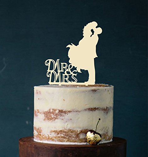 Cake Topper, Mr & Mrs, Farbwahl - Tortenstecker, Tortefigur Acryl, Hochzeit Hochzeitstorte Kuchenaufstecker (Elfenbein) Art.Nr. 5015 von Manschin-Laserdesign