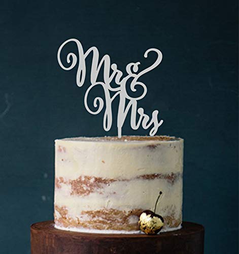 Cake Topper, Mr & Mrs, Farbwahl - Tortenstecker, Tortefigur Acryl, Hochzeit Hochzeitstorte Kuchenaufstecker (Grau) Art.Nr. 5010 von Manschin-Laserdesign