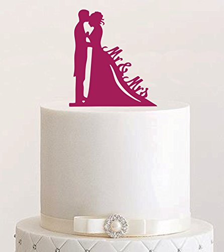Cake Topper, Mr & Mrs, Farbwahl - Tortenstecker, Tortefigur Acryl, Tortenständer Etagere Hochzeit Hochzeitstorte Kuchenaufstecker (Beere) von Manschin-Laserdesign