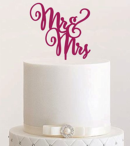 Cake Topper, Mr & Mrs, Farbwahl - Tortenstecker, Tortefigur Acryl, Tortenständer Etagere Hochzeit Hochzeitstorte Kuchenaufstecker (Beere) von Manschin-Laserdesign