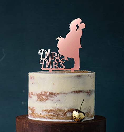 Cake Topper, Mr & Mrs, Farbwahl - Tortenstecker, Tortefigur Acryl, Tortenständer Etagere Hochzeit Hochzeitstorte Kuchenaufstecker (Roségold (verspiegelt Einseitig)) Art.Nr. 5305 von Manschin-Laserdesign