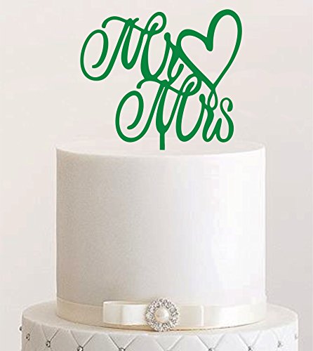 Cake Topper, Mr & Mrs, Tortenstecker, Tortefigur Acryl, Tortenständer Etagere Hochzeit Hochzeitstorte Kuchenaufstecker (Dunkelgrün) von Manschin-Laserdesign