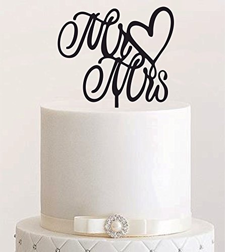Cake Topper, Mr & Mrs, Tortenstecker, Tortefigur Acryl, Tortenständer Etagere Hochzeit Hochzeitstorte Kuchenaufstecker (Schwarz) Art.Nr. 5156 von Manschin-Laserdesign