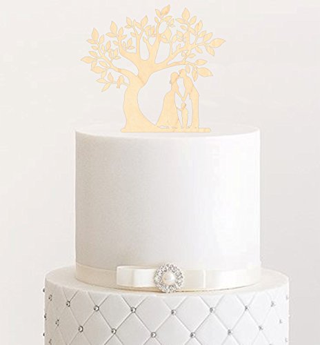 Cake Topper, Tortenstecker, Tortefigur Acryl, Tortenständer - Farbwahl - Etagere Hochzeit Hochzeitstorte (Holz natur) von Manschin-Laserdesign