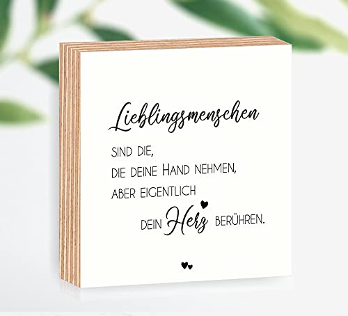 Holzbild Lieblingsmenschen 15x15x2cm zum Hinstellen/Aufhängen, Fotodirektdruck mit Spruch auf beschichtetes Birkenholz Art.Nr. 3008 von Manschin-Laserdesign