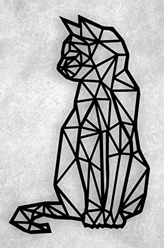 Manschin-Laserdesign Katze Geometrisch Holz 40x26cm in Schwarz | Wanddeko Katze | Wanddekoration Deko Wall Art | Made in Germany (Schwarz, 26x40cm) von Manschin-Laserdesign