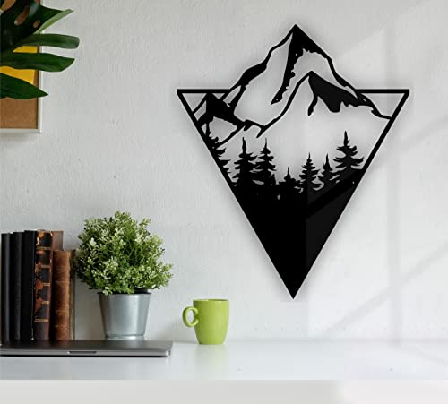 Manschin-Laserdesign Berge Natur Wand Dekoration Schwarz/Holz Natur - Wall Art - Made in Germany (Schwarz, L - 30x35cm) von Manschin-Laserdesign