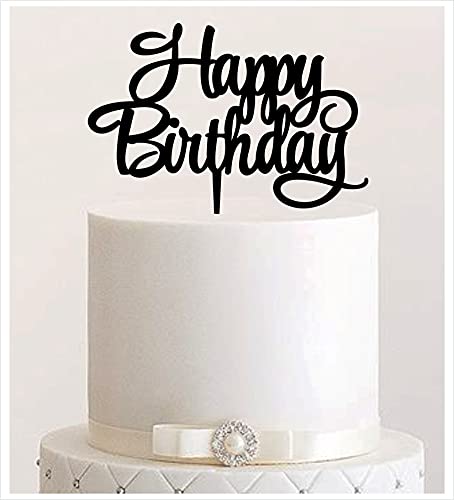 Manschin-Laserdesign Cake Topper, Happy Birthday, Tortenstecker Geburtstag, Tortefigur Acryl, Farbwahl - (Schwarz) Art.Nr. 5189 von Manschin-Laserdesign