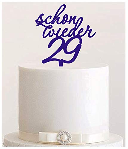 Manschin-Laserdesign Cake Topper, Schon Wieder 29 Happy Birthday Jahre Geburtstagstopper Tortentopper, Tortenstecker Geburtstag, Tortefigur Acryl, Farbwahl (Violett) von Manschin-Laserdesign