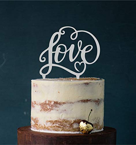 Manschin-Laserdesign Cake Topper, Tortenstecker, Tortefigur Acryl, Farbwahl - Hochzeit Hochzeitstorte Love (Grau) Art:Nr. 5012 von Manschin-Laserdesign