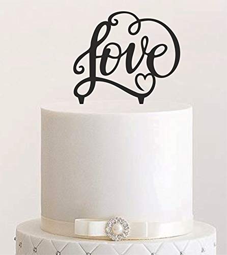 Manschin-Laserdesign Cake Topper, Tortenstecker, Tortefigur Acryl, Farbwahl - Hochzeit Hochzeitstorte Love (Schwarz) - Art.Nr. 5029 von Manschin-Laserdesign