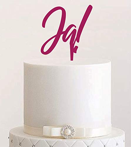 Manschin-Laserdesign Cake Topper, Tortenstecker, Tortefigur Acryl, Tortenständer - Farbwahl - Etagere Hochzeit Hochzeitstorte Ja! (Beere) von Manschin-Laserdesign