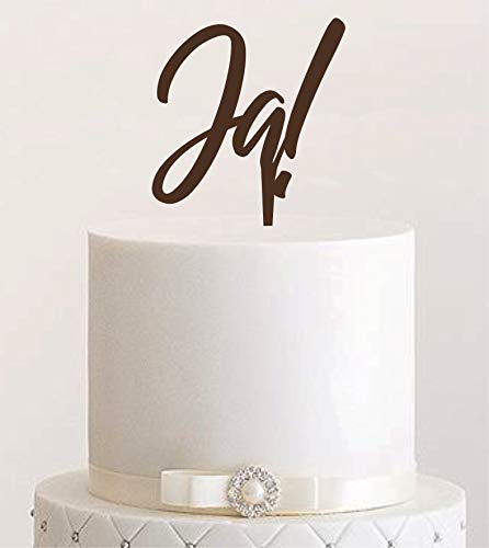 Manschin-Laserdesign Cake Topper, Tortenstecker, Tortefigur Acryl, Tortenständer - Farbwahl - Etagere Hochzeit Hochzeitstorte Ja! (Braun) von Manschin-Laserdesign