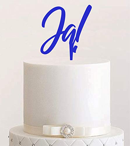 Manschin-Laserdesign Cake Topper, Tortenstecker, Tortefigur Acryl, Tortenständer - Farbwahl - Etagere Hochzeit Hochzeitstorte Ja! (Dunkelblau) von Manschin-Laserdesign