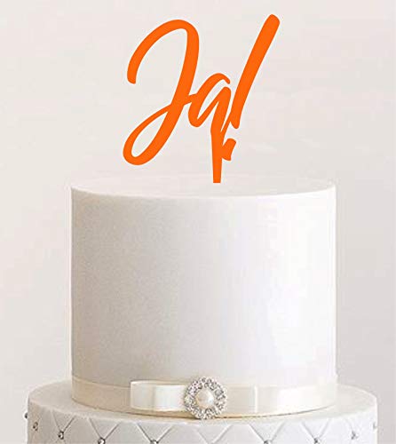 Manschin-Laserdesign Cake Topper, Tortenstecker, Tortefigur Acryl, Tortenständer - Farbwahl - Etagere Hochzeit Hochzeitstorte Ja! (Orange) von Manschin-Laserdesign