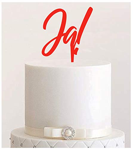 Manschin-Laserdesign Cake Topper, Tortenstecker, Tortefigur Acryl, Tortenständer - Farbwahl - Etagere Hochzeit Hochzeitstorte Ja! (Rot) von Manschin-Laserdesign