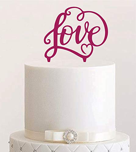 Manschin-Laserdesign Cake Topper, Tortenstecker, Tortefigur Acryl, Tortenständer - Farbwahl - Etagere Hochzeit Hochzeitstorte Love (Beere) von Manschin-Laserdesign