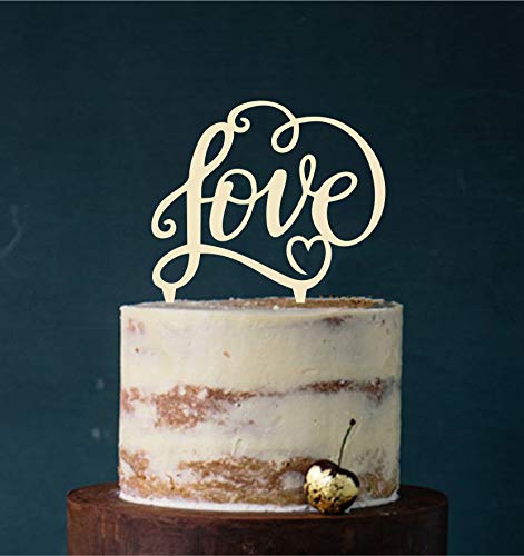 Manschin-Laserdesign Cake Topper, Tortenstecker, Tortefigur Acryl, Tortenständer - Farbwahl - Etagere Hochzeit Hochzeitstorte Love (Elfenbein) Art.Nr. 5056 von Manschin-Laserdesign
