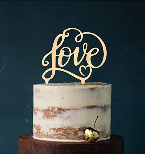 Manschin-Laserdesign Cake Topper, Tortenstecker, Tortefigur Acryl, Farbwahl - Hochzeit Hochzeitstorte Love (Holz) Art.Nr. 5013 von Manschin-Laserdesign