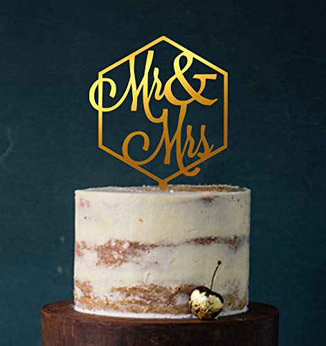 Manschin-Laserdesign Cake Topper, Tortenstecker, Tortefigur Acryl, Tortenständer - Farbwahl - Etagere Hochzeit Hochzeitstorte Raute (Spiegel Gold (Einseitig)) Art.Nr. 5065 von Manschin-Laserdesign