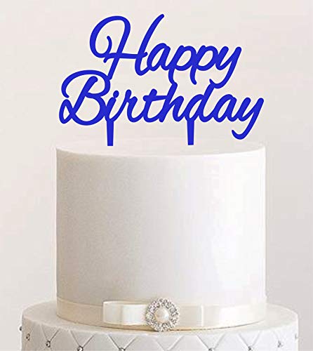 Manschin-Laserdesign Cake Topper, Tortenstecker Acryl/Holz Happy Birthday Geburtstag Topper Einstecker, Stecker, Torte, Kuchen (Dunkelblau) von Manschin-Laserdesign