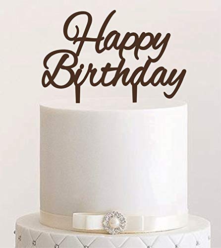 Manschin-Laserdesign Cake Topper, Tortenstecker Acryl/Holz Happy Birthday Geburtstag Topper Einstecker, Stecker, Torte, Kuchen (Dunkelbraun) von Manschin-Laserdesign