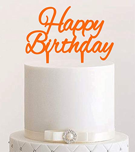 Manschin-Laserdesign Cake Topper, Tortenstecker Acryl/Holz Happy Birthday Geburtstag Topper Einstecker, Stecker, Torte, Kuchen (Orange) von Manschin-Laserdesign