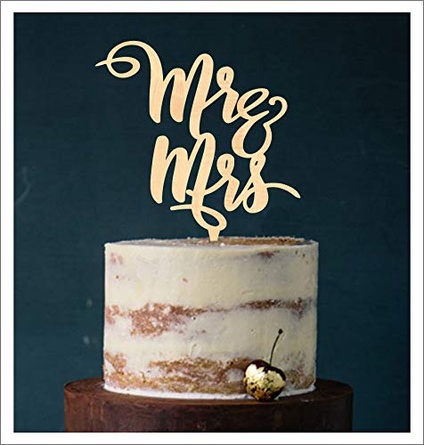 Manschin-Laserdesign Cake Topper Mr & Mrs, Tortenstecker, Tortenfigur Acryl, Tortenständer Etagere Hochzeit Hochzeitstorte (Holz) Art.Nr. 5248 von Manschin-Laserdesign