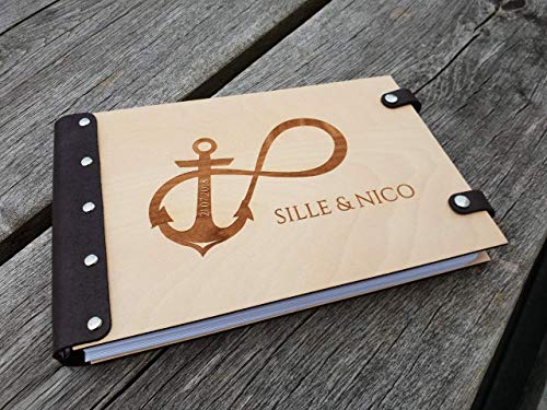 Manschin Laserdesign Fotobuch mit individueller Gravur - Scrapbook DIY Fotobuch Gästebuch (Weiße Blätter, 60 Blätter (120 Seiten)) von Manschin Laserdesign