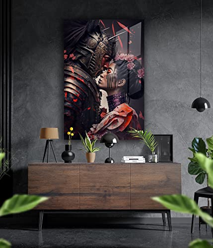 Manschin-Laserdesign Premium Wandbild aus Acrylglas oder Aluminiumverbund – Samurai und Geisha in verschiedenen Größen(Acrylglas, 110x75cm) von Manschin-Laserdesign