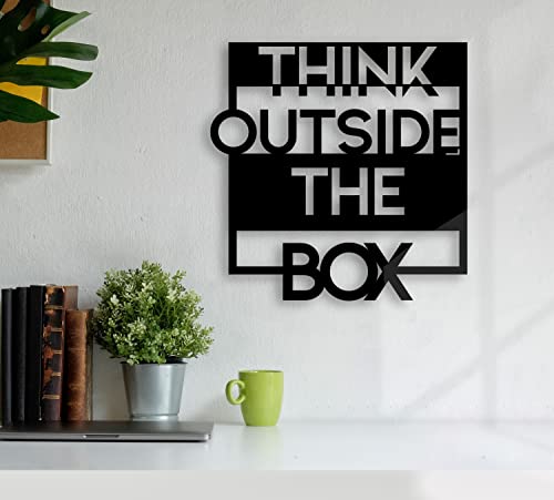 Manschin-Laserdesign Think outside the box Holz Wand Dekoration Schwarz Wall Art Motivation - Made in Germany - (Holz Schwarz, 30x30cm) von Manschin-Laserdesign