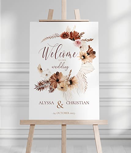 Manschin Laserdesign Willkommensschild Aluverbund personalisiert - Made in Germany - Welcome Willkommen Schild für Hochzeit (45x30cm) von Manschin Laserdesign