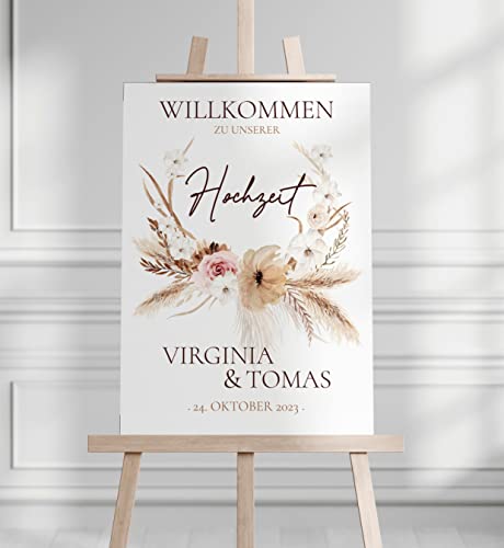 Manschin Laserdesign Willkommensschild Aluverbund personalisiert - Made in Germany - Welcome Willkommen Schild für Hochzeit (45x30cm) von Manschin Laserdesign