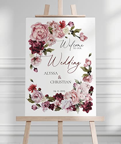 Manschin Laserdesign Willkommensschild Aluverbund personalisiert - Made in Germany - Welcome Willkommen Schild für Hochzeit (45x30cm) von Manschin Laserdesign